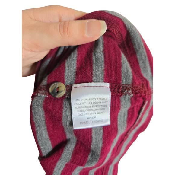 Club room red and gray striped long sleeve tee, size medium - Picture 4 of 4